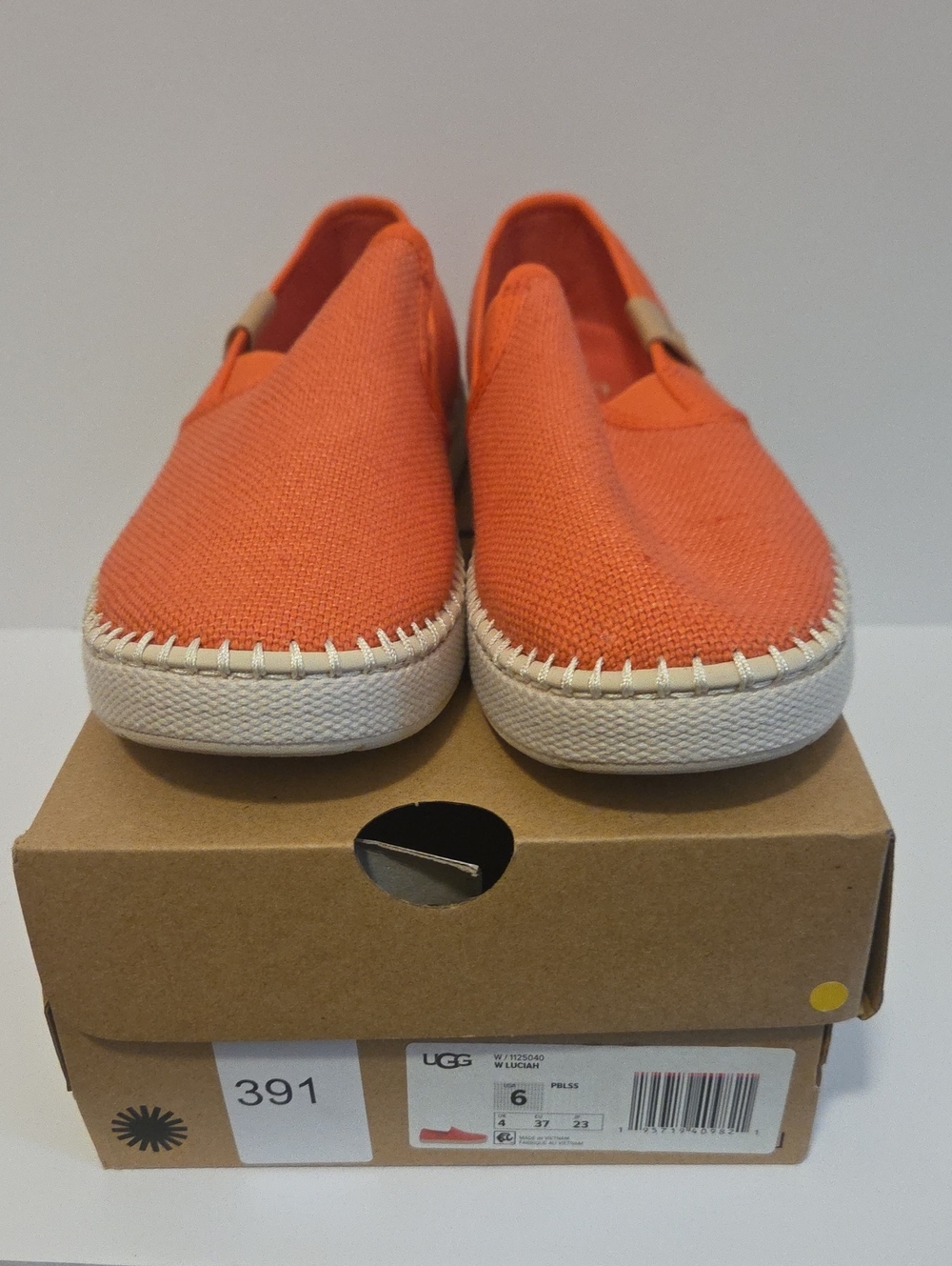 UGG Women's Orange Canvas Slip-On Moccasins